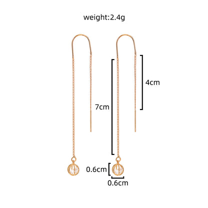 Gold Open Lantern Micro-set Zircon Long Tassel Earrings