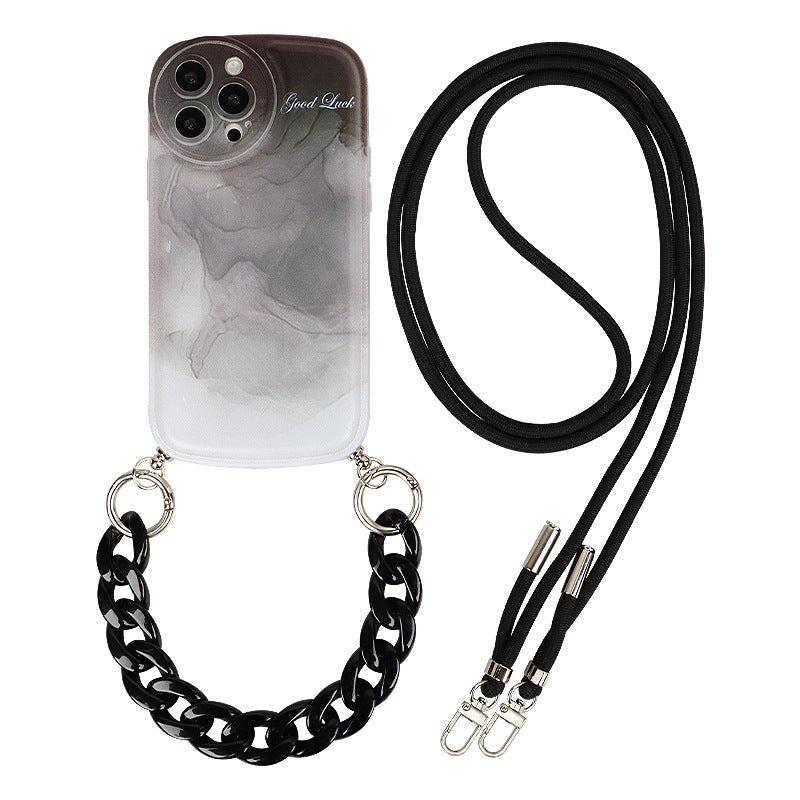 Gradual Gray Diagonal Double Lanyard Mobile Phone Shell