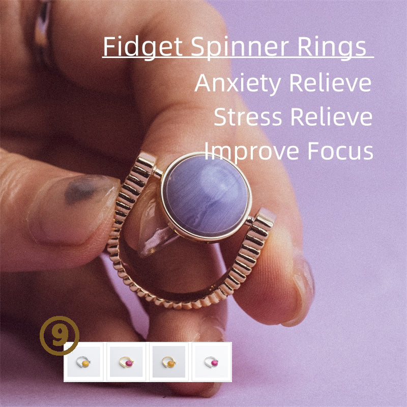 Original Fidget Spinner Rings Natural Stone Rings Replaceable Spinners For Anxiety And Stress Relief Jewelry Gifts