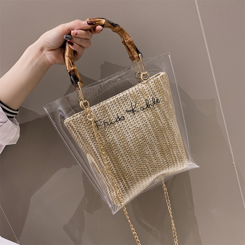 Transparent beach woven bag