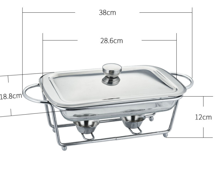 Rectangular Glass Buffet Stove Food Heating Container Hot Pot Alcohol Stove