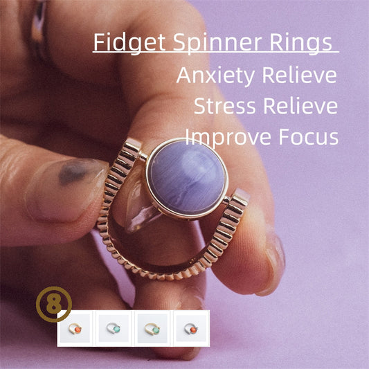 Original Fidget Spinner Rings Natural Stone Rings Replaceable Spinners For Anxiety And Stress Relief Jewelry Gifts