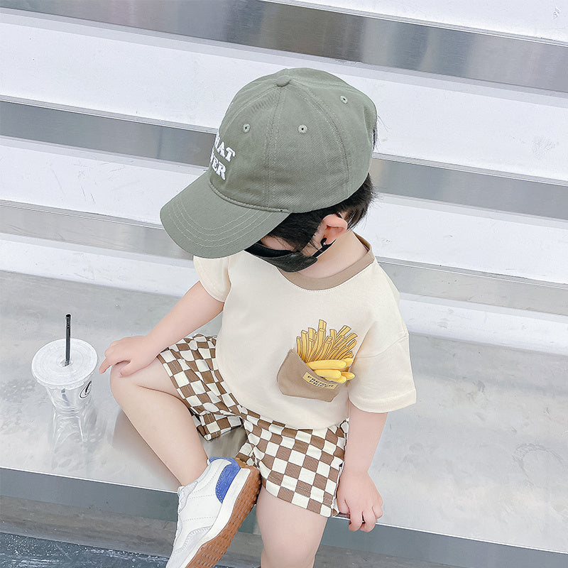 Kids french fries top short Sleeve shirts & Shorts Two Piece Set.