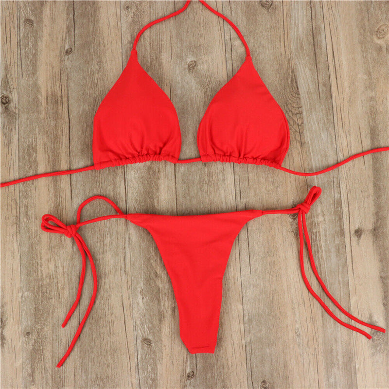 Halter Neck Tie Bikini Ladies Split Tie Swimsuit