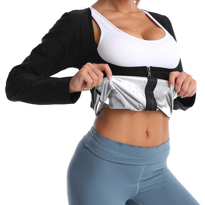 Violent Sweat Suit Women's Belly Contracting Fitness Violently Sweat Short Sleeve Vest