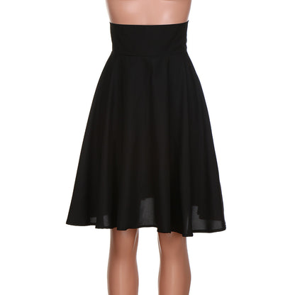 Solid Color High Waist Pleated Slim Women's Skirt