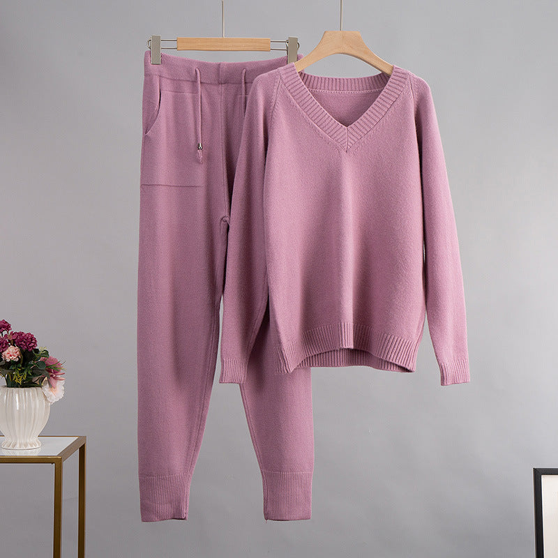 Women's Casual Sweater Harem Pants Suit