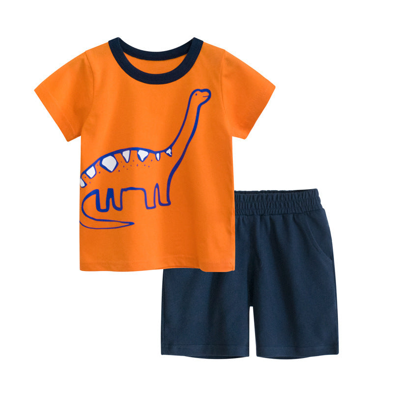 New Children's Suit Boy Short-Sleeved T-Shirt Two-Piece Pants