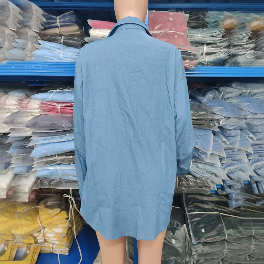 Women's Long Sleeve Denim Top Jacket Plus Size Coat