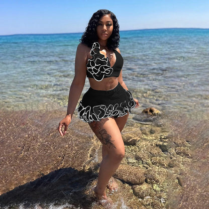 New Fashion Tie Lace Knitted Skirt Outfit