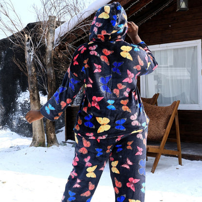 Large Size Pajamas European And American Printed Velvet Women