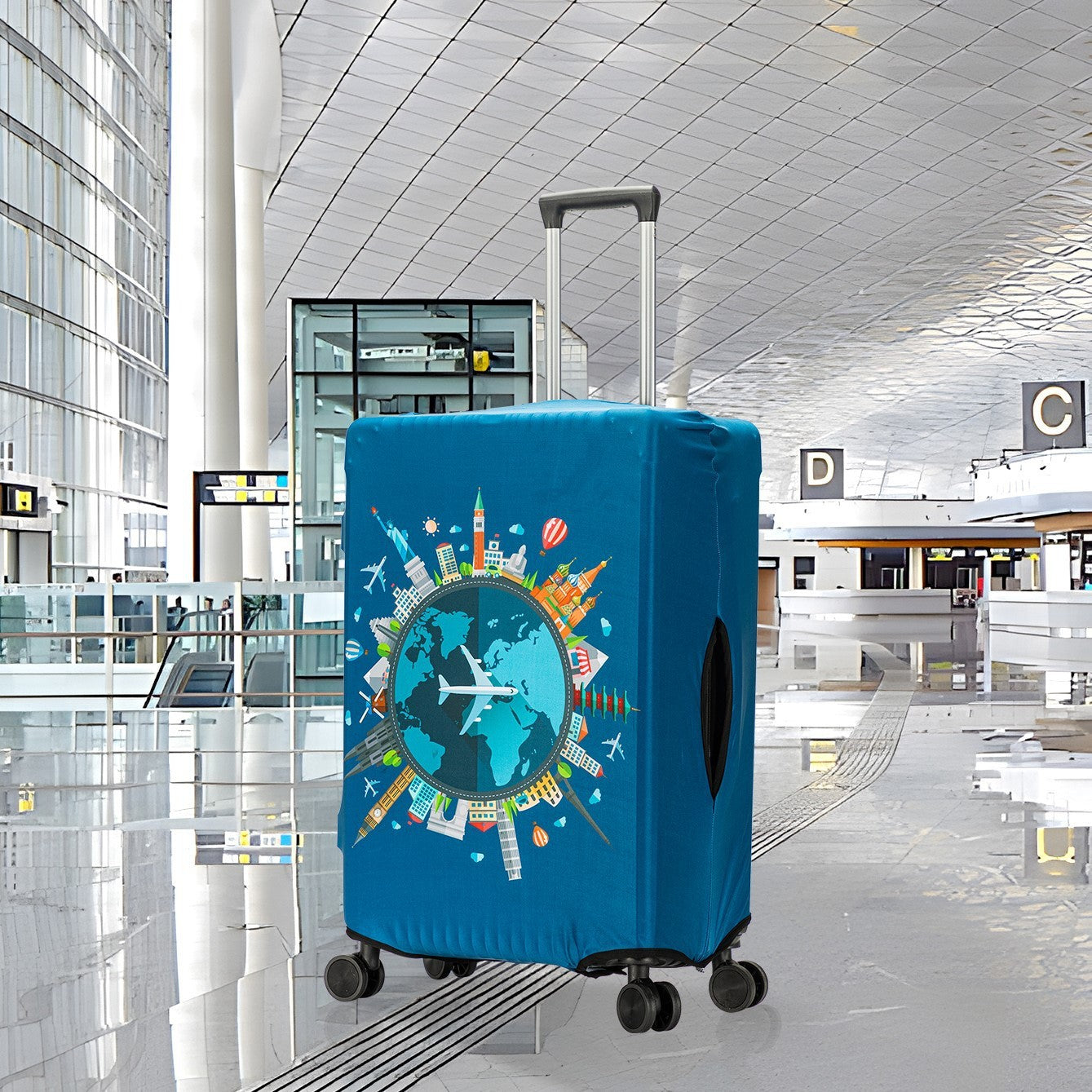 Trendy Unique Suitcase Suite Elastic Case Cover Luggage Protective Cover Travel Trolley Case Dust Cover