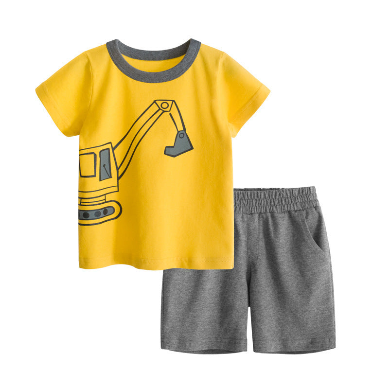 New Children's Suit Boy Short-Sleeved T-Shirt Two-Piece Pants