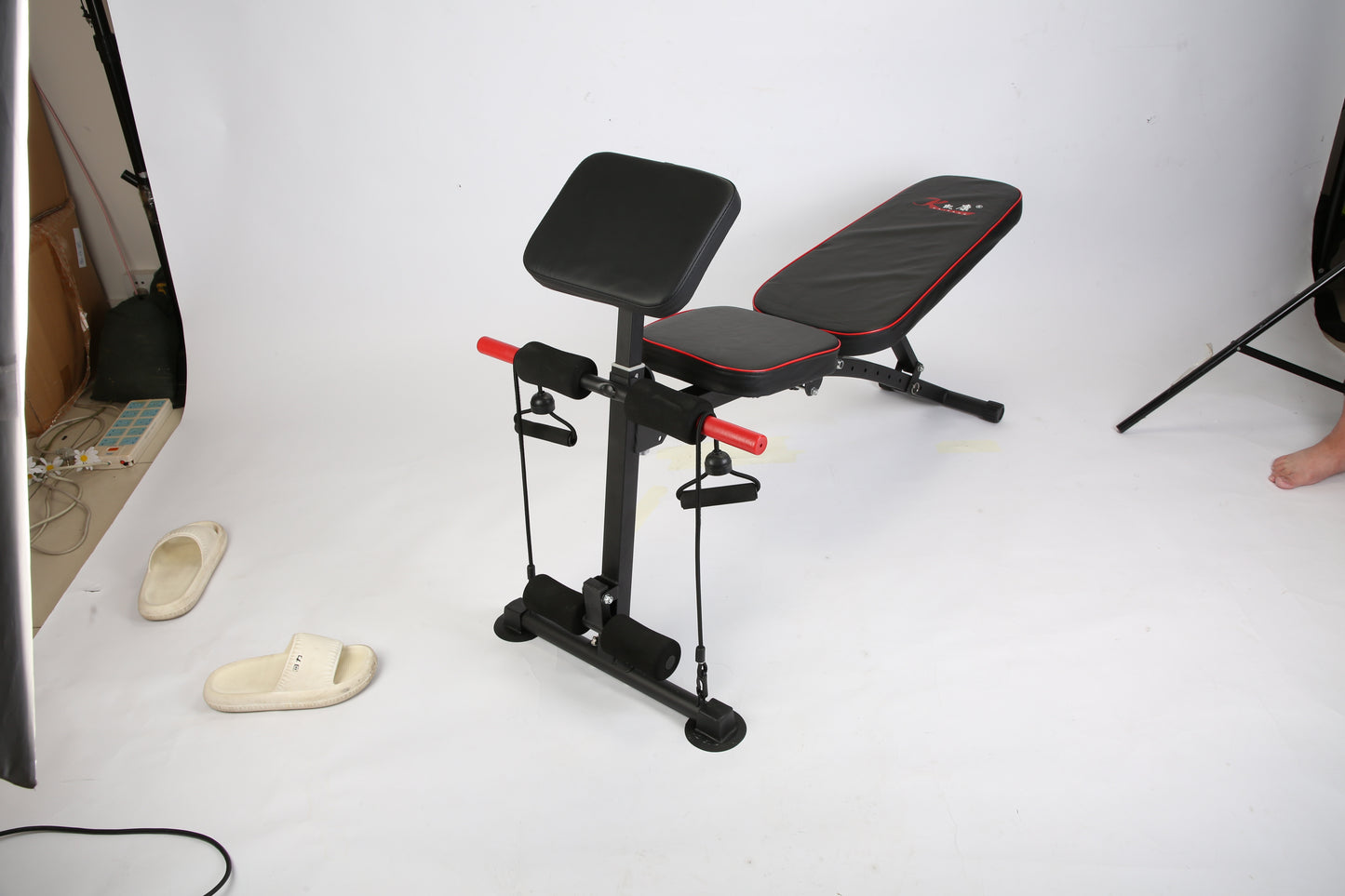 1Pc  Adjustable Weight Bench With Preacher Curl Pad Resistance Bands Leg Extension For Home Gym Full Body Exercise Fedex Shipping