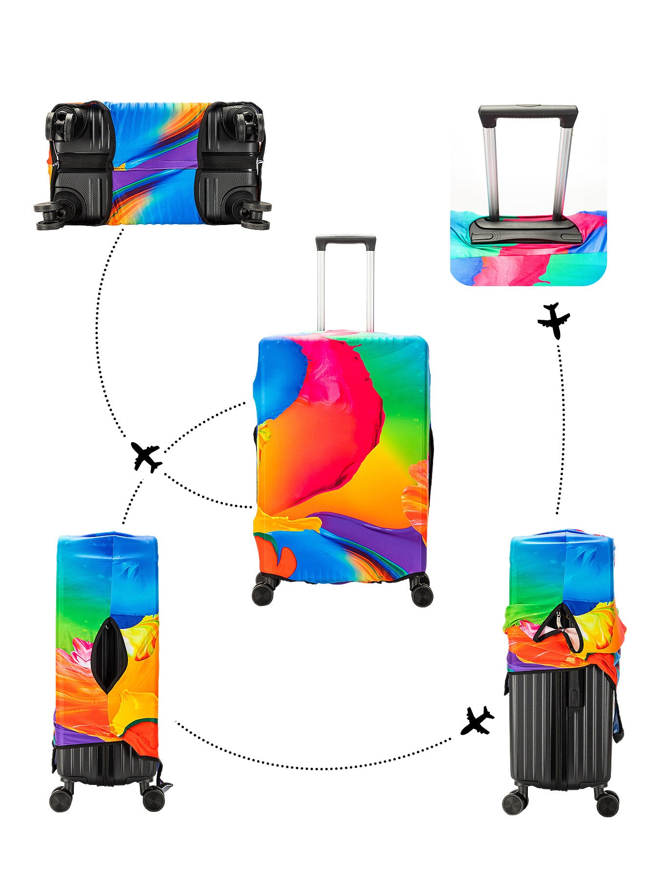 Trendy Unique Suitcase Suite Elastic Case Cover Luggage Protective Cover Travel Trolley Case Dust Cover