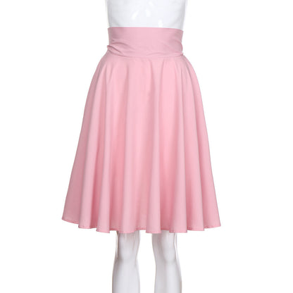 Solid Color High Waist Pleated Slim Women's Skirt