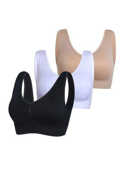 3-Pack Sports Bras For Women, Padded Strappy Racerback Push Up Open Back Medium Support Sports Yoga