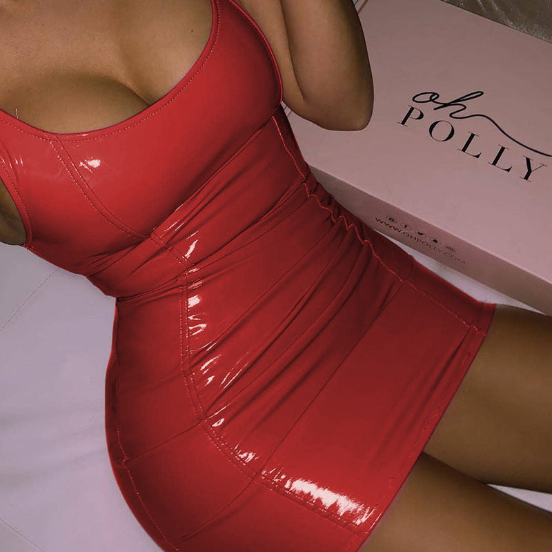 Sexy Tight Leather  Party Dress