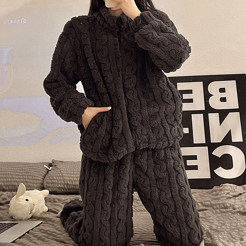 Autumn And Winter Cute Plus-sized Thermal Pajamas Coral Fleece Suit Homewear