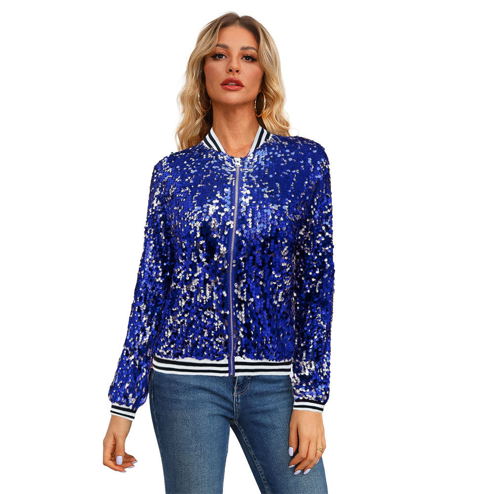 Fashionable Sequins Long Sleeve Coat For Women