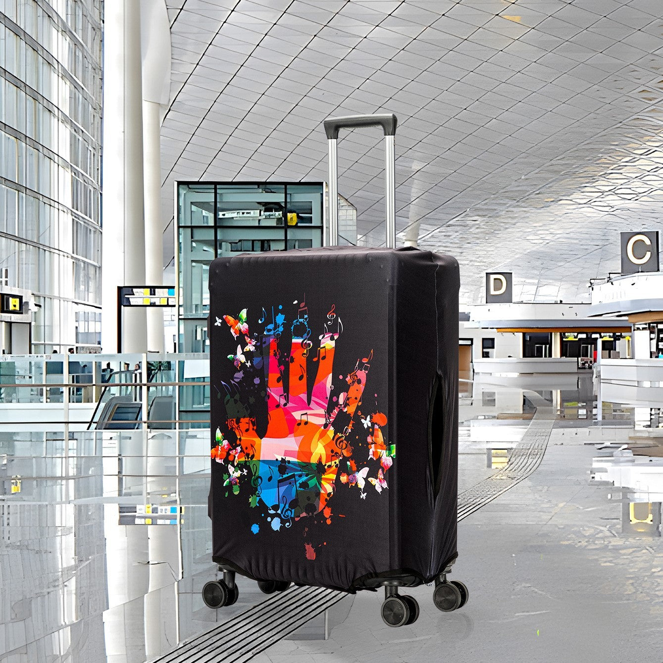 Trendy Unique Suitcase Suite Elastic Case Cover Luggage Protective Cover Travel Trolley Case Dust Cover