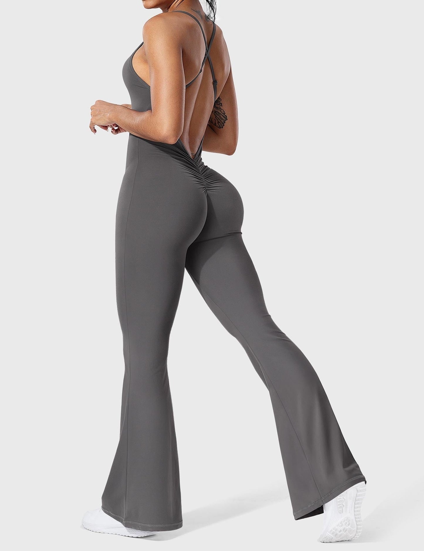 Solid Color Sling Yoga Jumpsuit