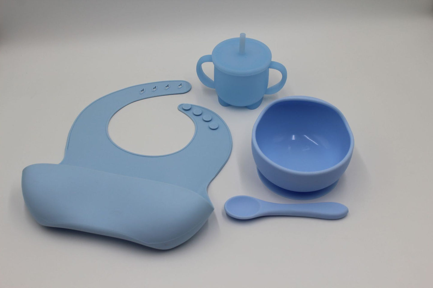 Children's Suction Cup, Bowl, Spoon, Straw, Cup And Bib Three-piece Combo Set