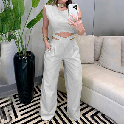 Casual Solid Loose Two Piece Set