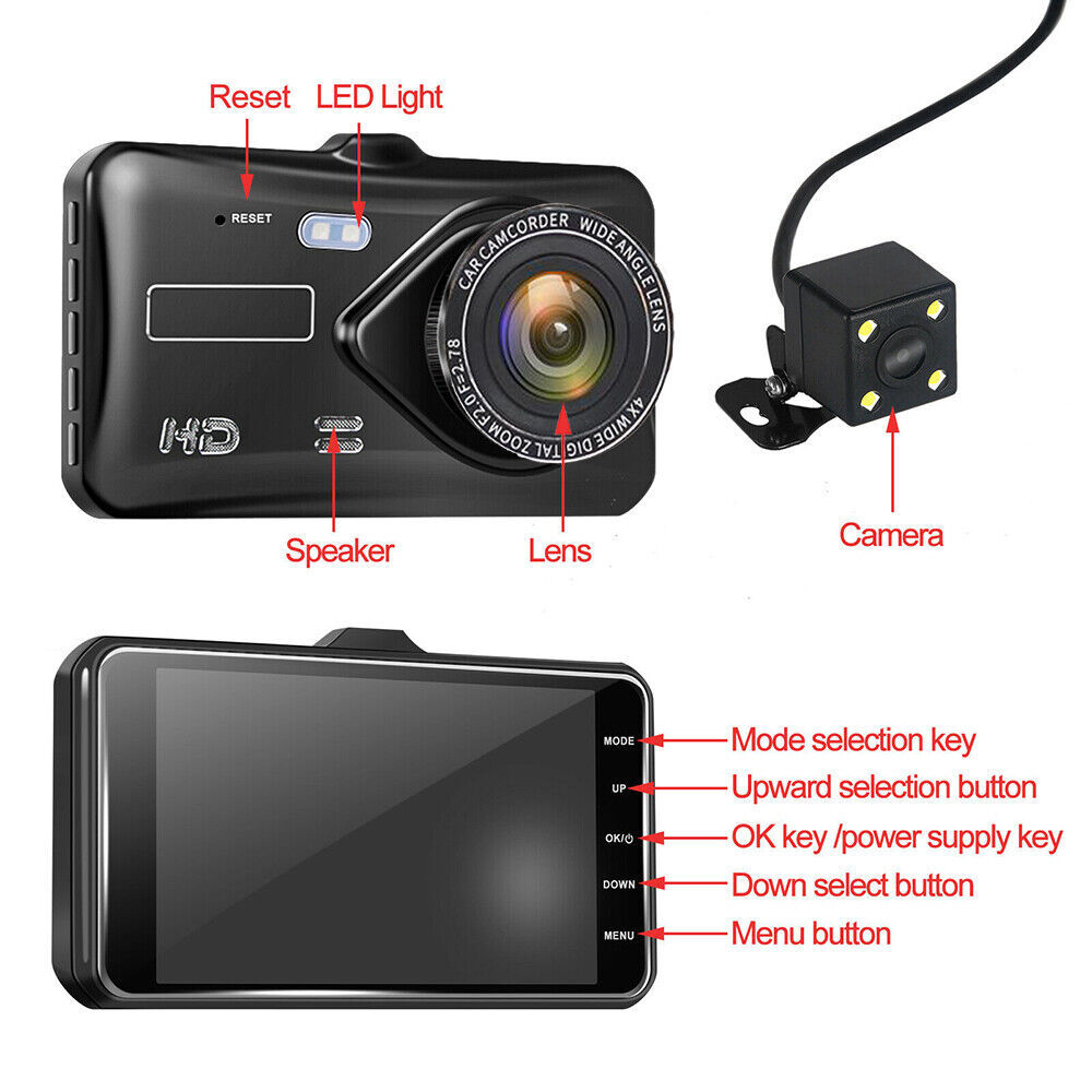 Car Camera Recorder Dual Front And Rear HD 1080P Dash Cam Night Vision