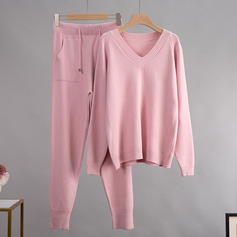 Women's Casual Sweater Harem Pants Suit