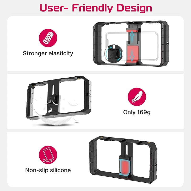 Ulanzi U Rig Pro Smartphone Video Rig Hand Grip Filmmaking Case Phone Video Stabilizer Handheld Tripod Mount for iPhone Android