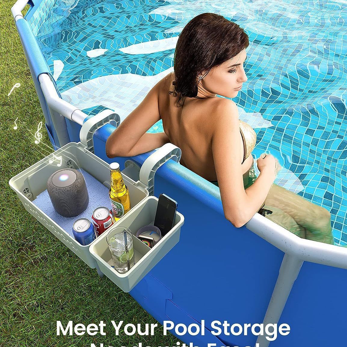 Pool Storage Basket Pool Side Drinks Beer Storage Rack