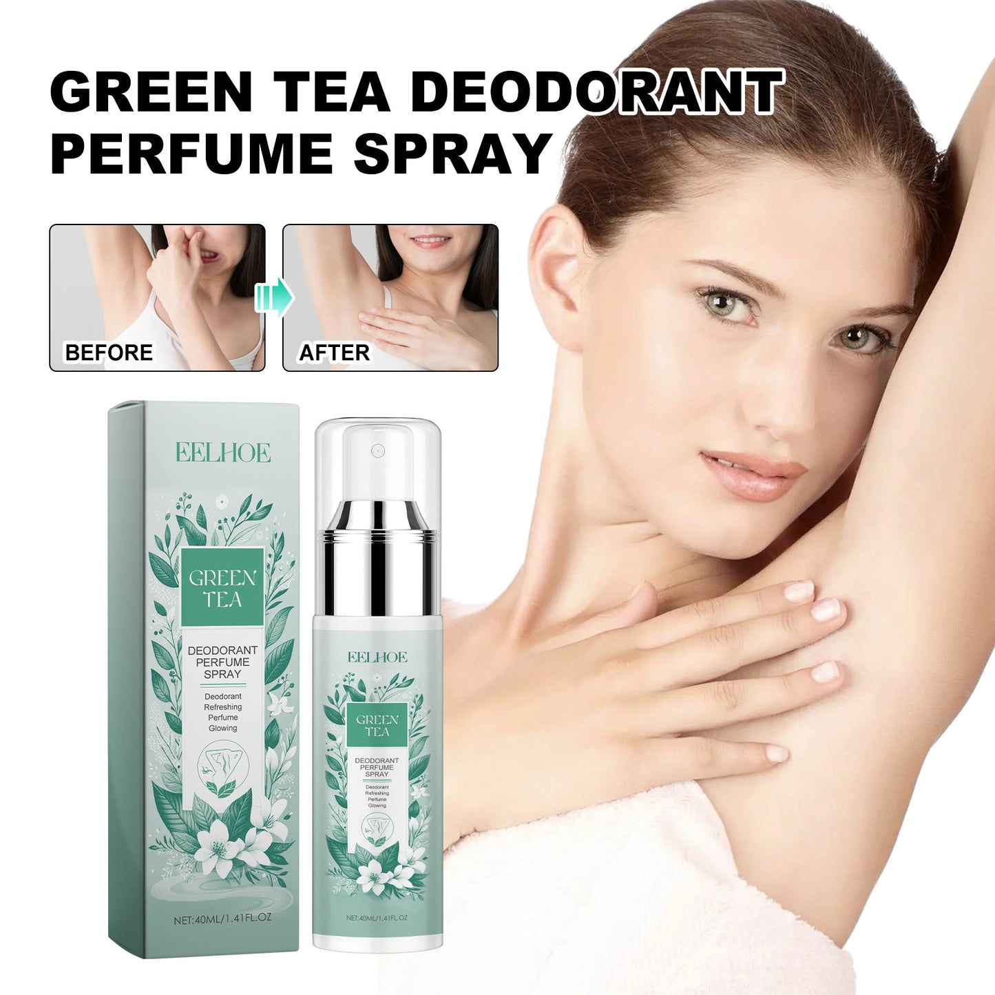 Green Tea Armpit Deodorant Spray Fade Armpit Odor Sweat Odor