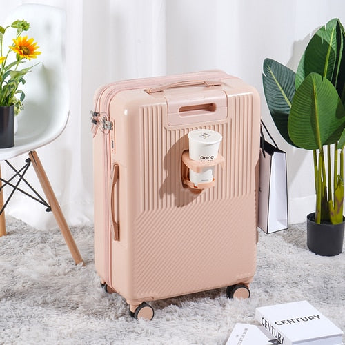 Travel suitcases with Wheel rolling luggage case with Cup holder.