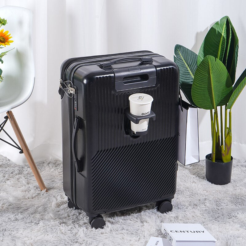 Travel suitcases with Wheel rolling luggage case with Cup holder.