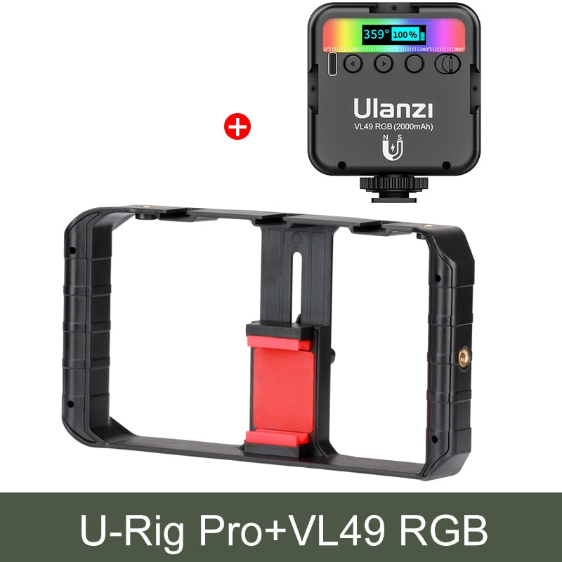 Ulanzi U Rig Pro Smartphone Video Rig Hand Grip Filmmaking Case Phone Video Stabilizer Handheld Tripod Mount for iPhone Android