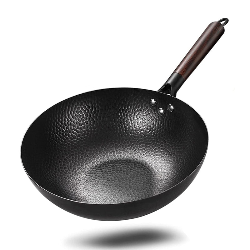 High Quality Iron Wok Traditional Handmade Iron Wok Non-stick Pan Non-coating Gas Cooker Cookware