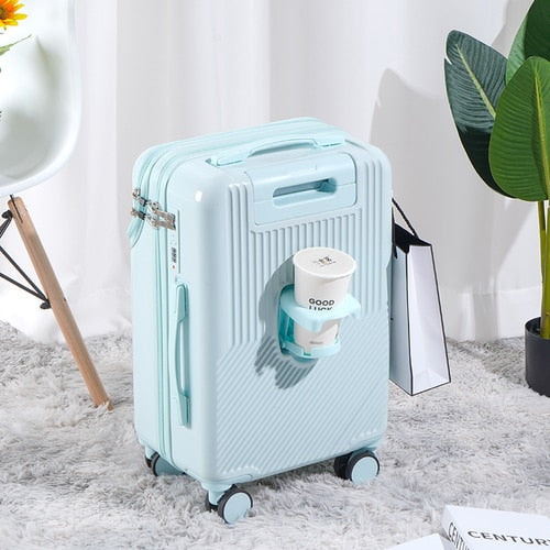 Travel suitcases with Wheel rolling luggage case with Cup holder.