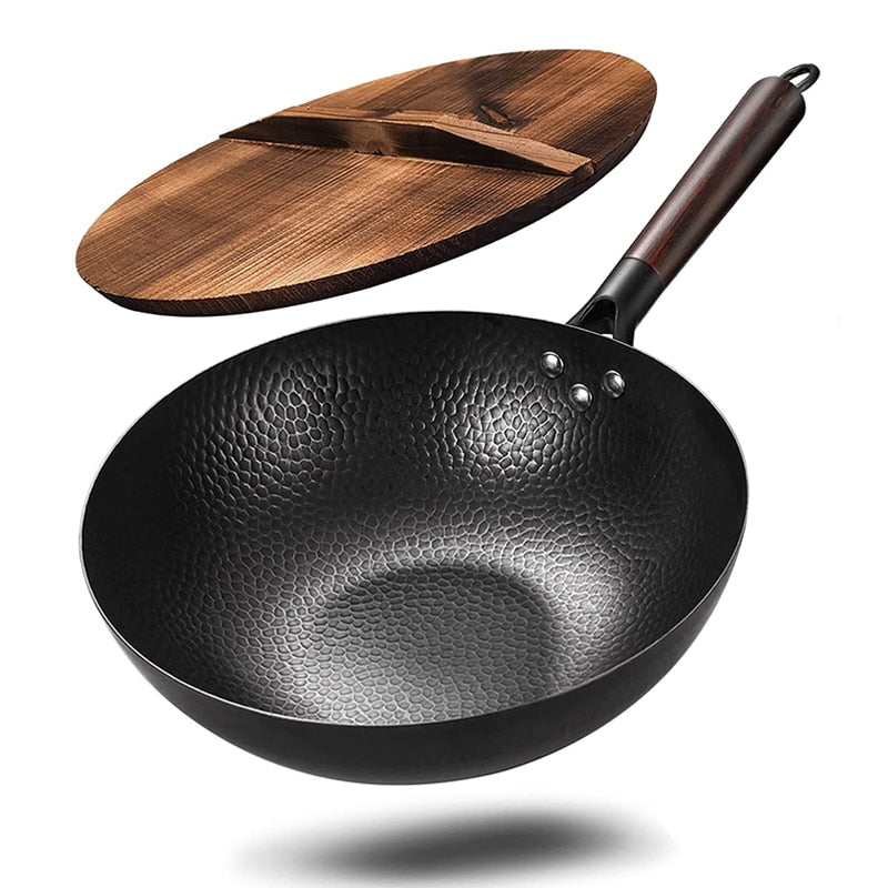 High Quality Iron Wok Traditional Handmade Iron Wok Non-stick Pan Non-coating Gas Cooker Cookware