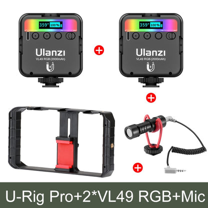 Ulanzi U Rig Pro Smartphone Video Rig Hand Grip Filmmaking Case Phone Video Stabilizer Handheld Tripod Mount for iPhone Android
