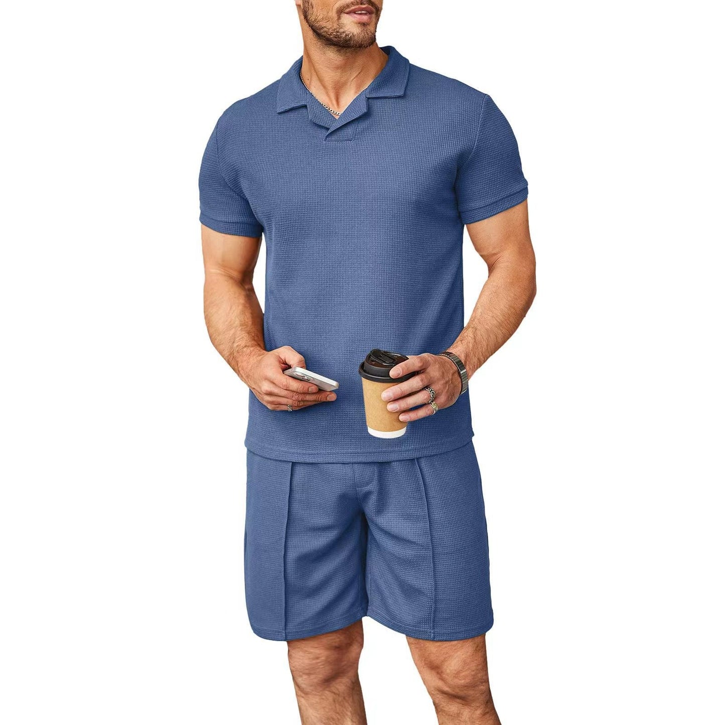 2pcs Set Men Polo Shirt with shorts.