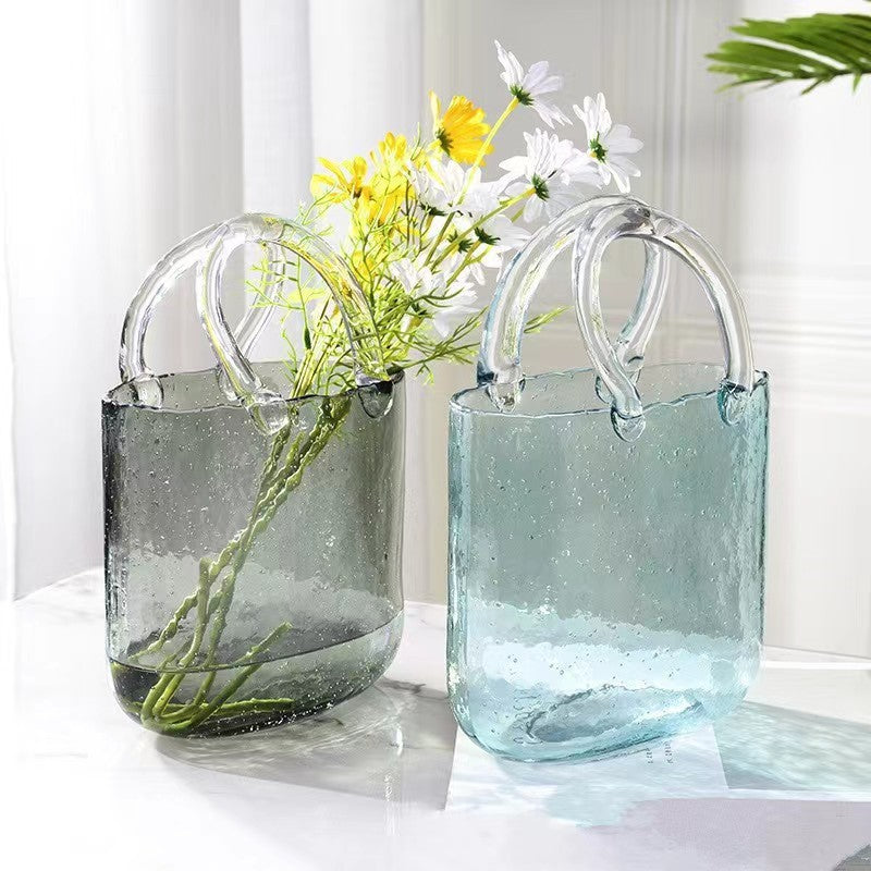 Home Bag Portable Transparent Glass Vase