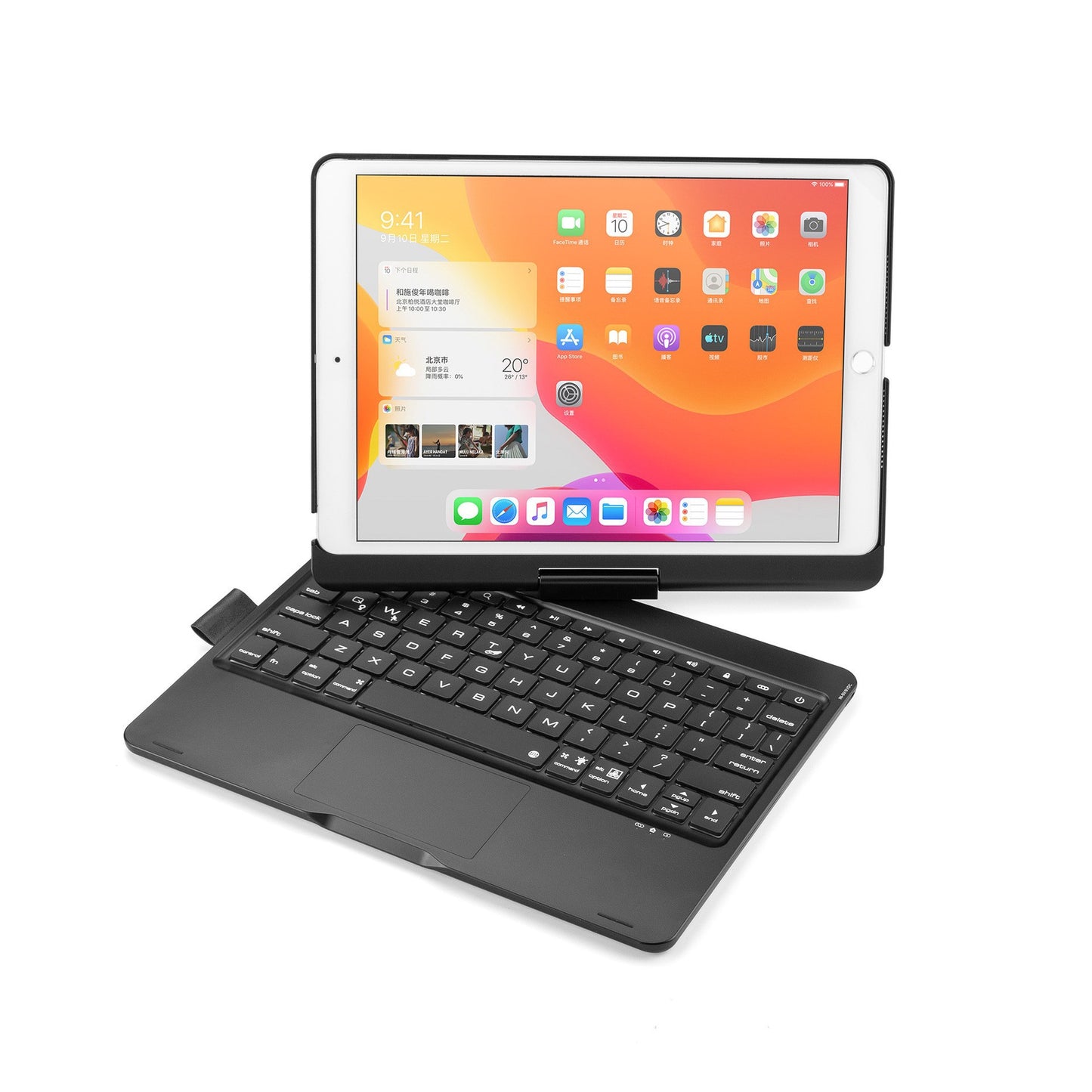 Compatible with Apple, Rotatable Bluetooth Ipad Touch Keyboard With Backlight