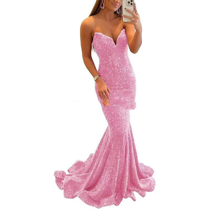 Sequin Evening Dresses For Women Formal Sexy Long Prom Party Gowns