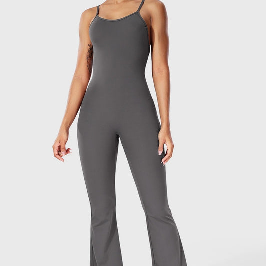 Solid Color Sling Yoga Jumpsuit