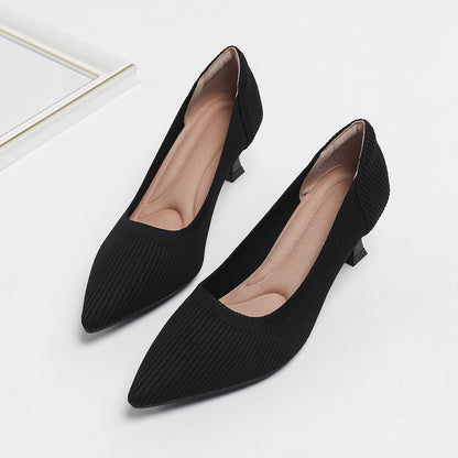 High Heel Fashion Straight Grain Flying Woven Shoes