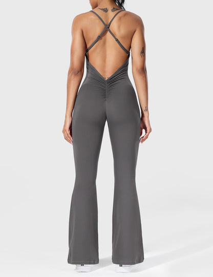 Solid Color Sling Yoga Jumpsuit