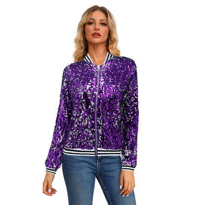 Fashionable Sequins Long Sleeve Coat For Women