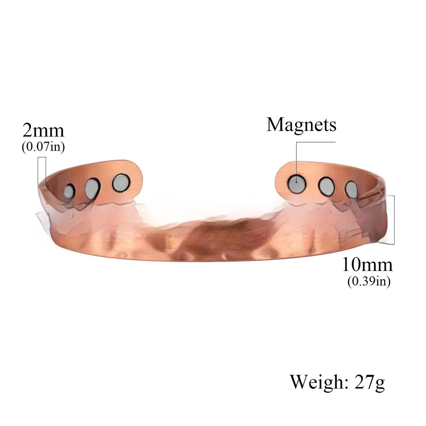 Pure Copper Vintage Jade Red Copper Magnet Bracelet