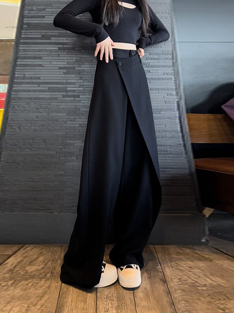 Plus Size Stitching Straight-leg Trousers Women's Autumn Suit Pants